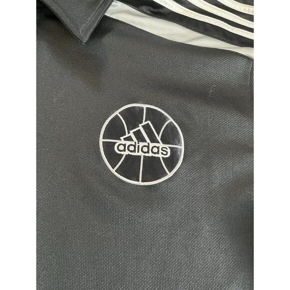Vintage Adidas Black Warm Up Basketball Track Mens Shirt Button Up Size 2XL - Picture 4 of 8